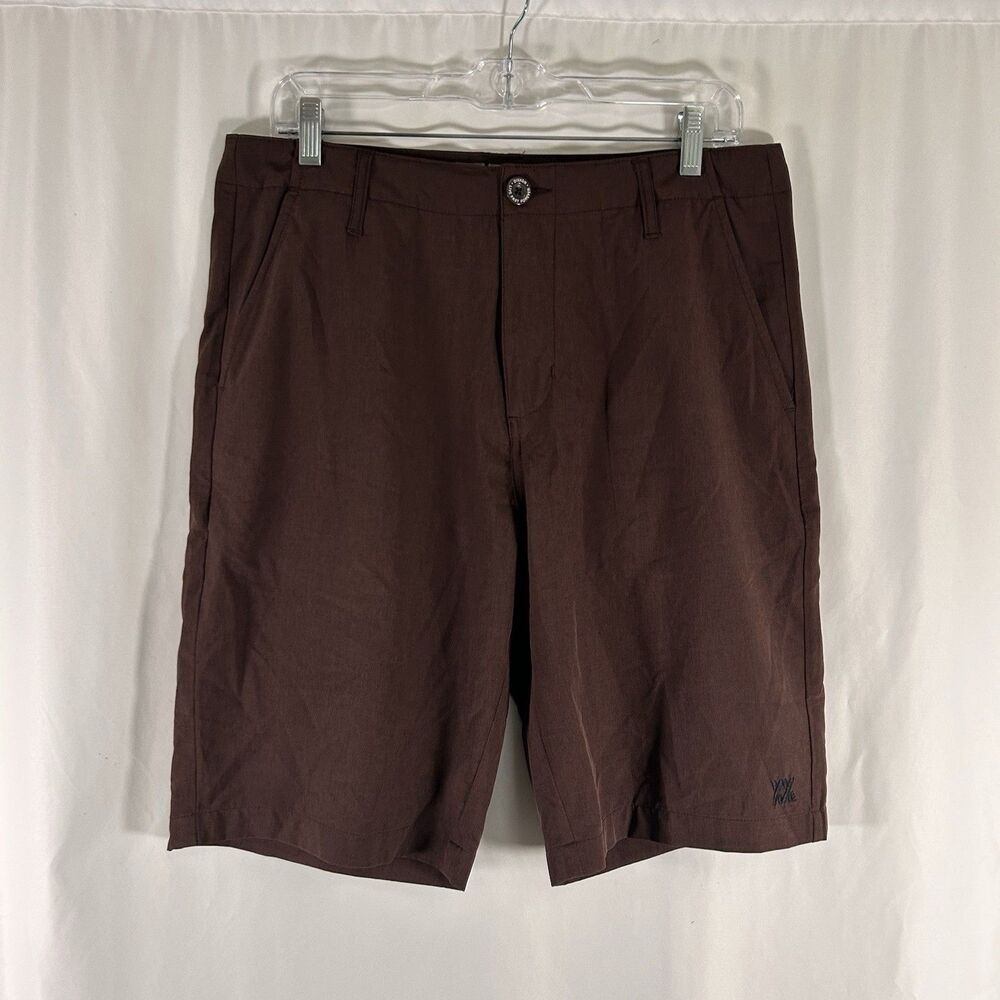 Dixxon Hybrid Shorts Men's 32 Brown Flat Front Button Zip Slash Pockets